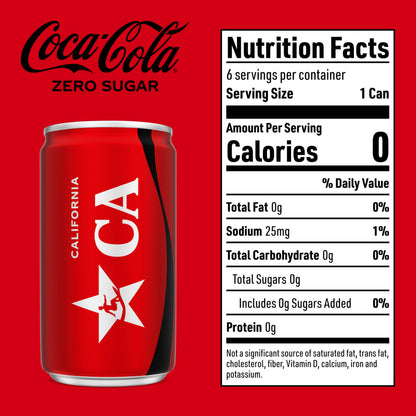 Coke Zero Sugar Mini-Can 7.5 fl oz, 6 Pack (Package May Vary)