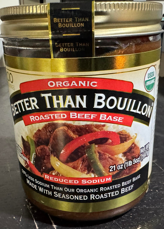 Better Than Bouillon Organic Roasted Beef Base, Made with Seasoned Roasted Beef, USDA Organic 21-Ounce Jar 100 Serving (Pack of 1)