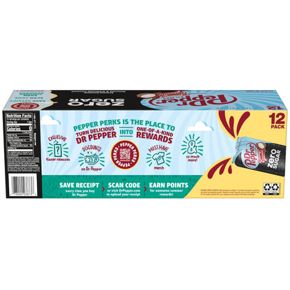 Dr Pepper Zero Sugar Creamy Coconut Soda, 12 fl oz cans, 12 Pack