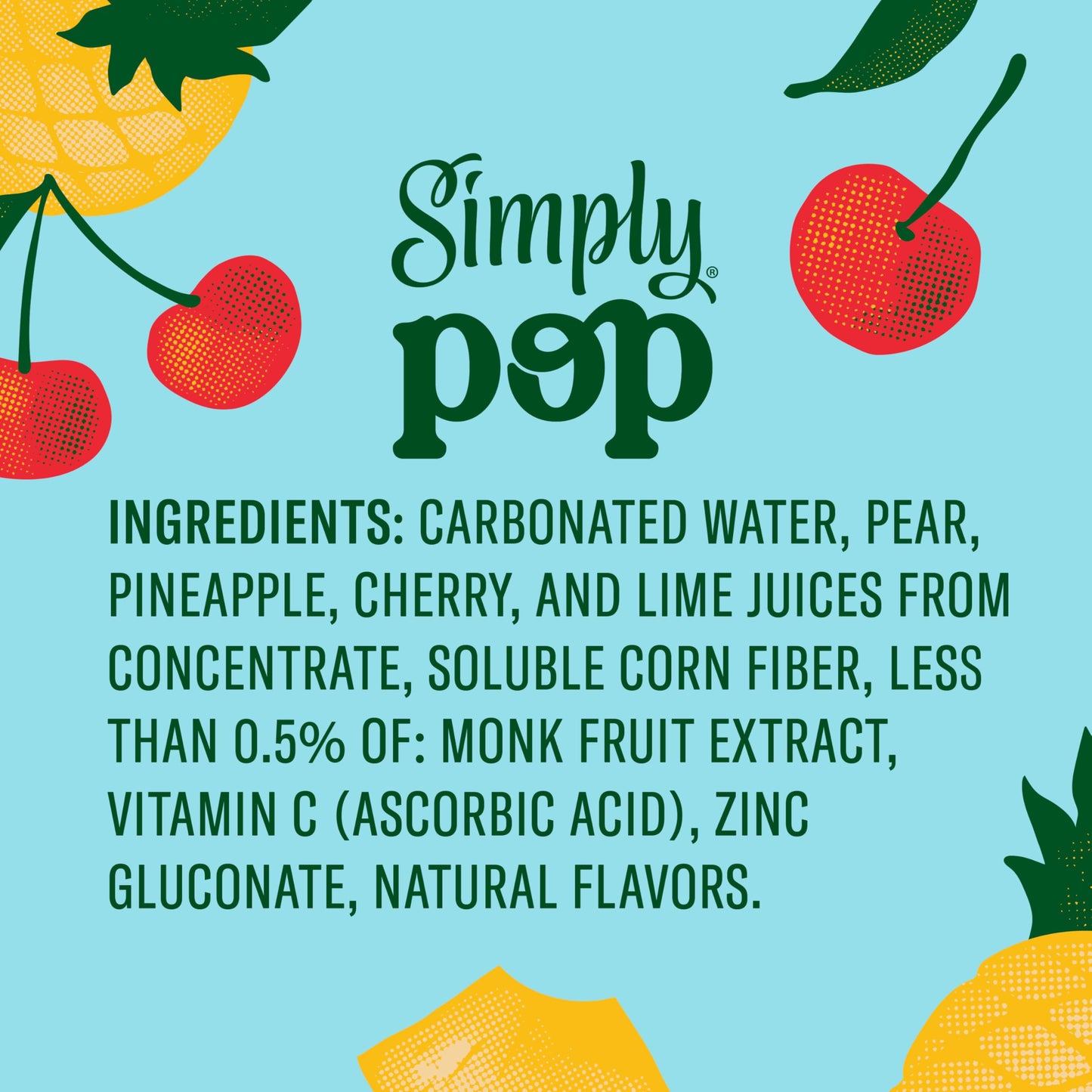Simply Pop, Fruit Punch Prebiotic Soda, 12 Fl Oz