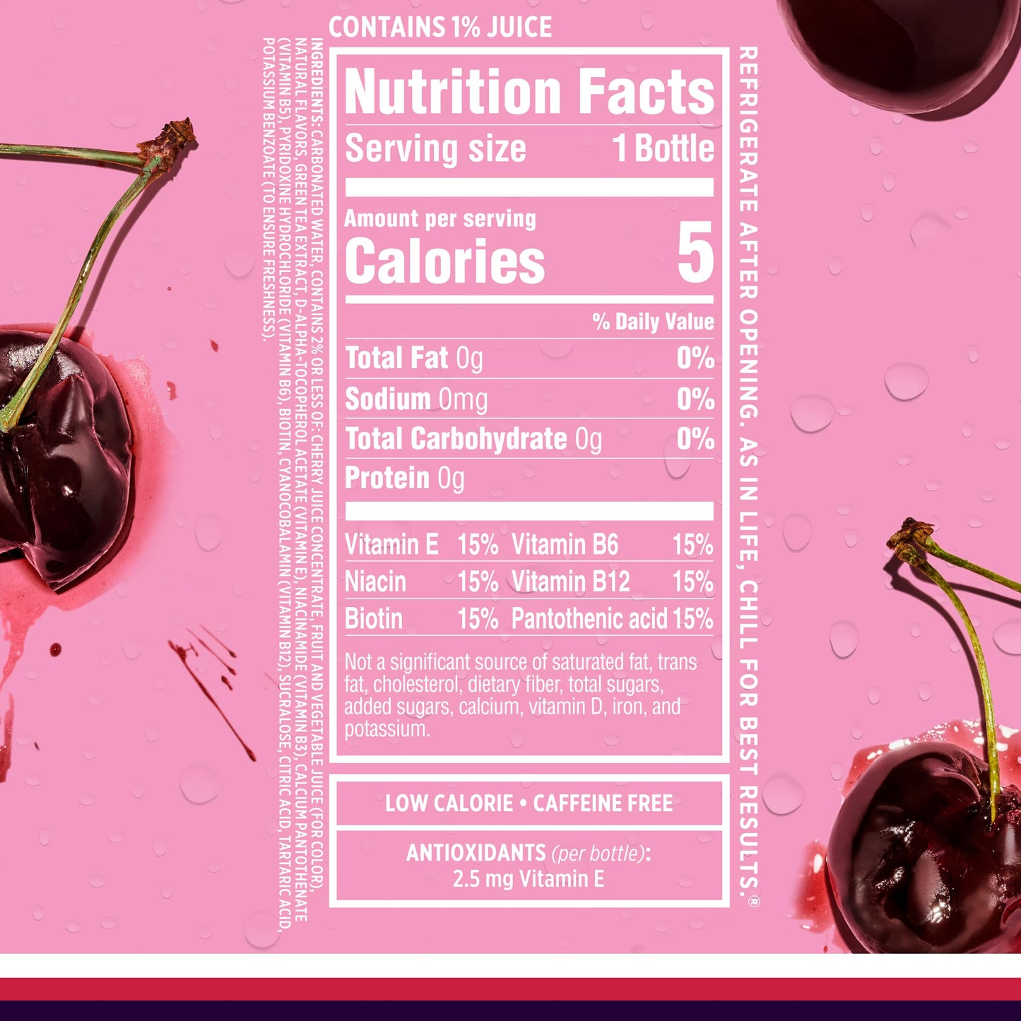 Sparkling Ice, Black Cherry Sparkling Water, Zero Sugar Flavored Water, with Antioxidants and Vitamins, 17 fl oz Bottle