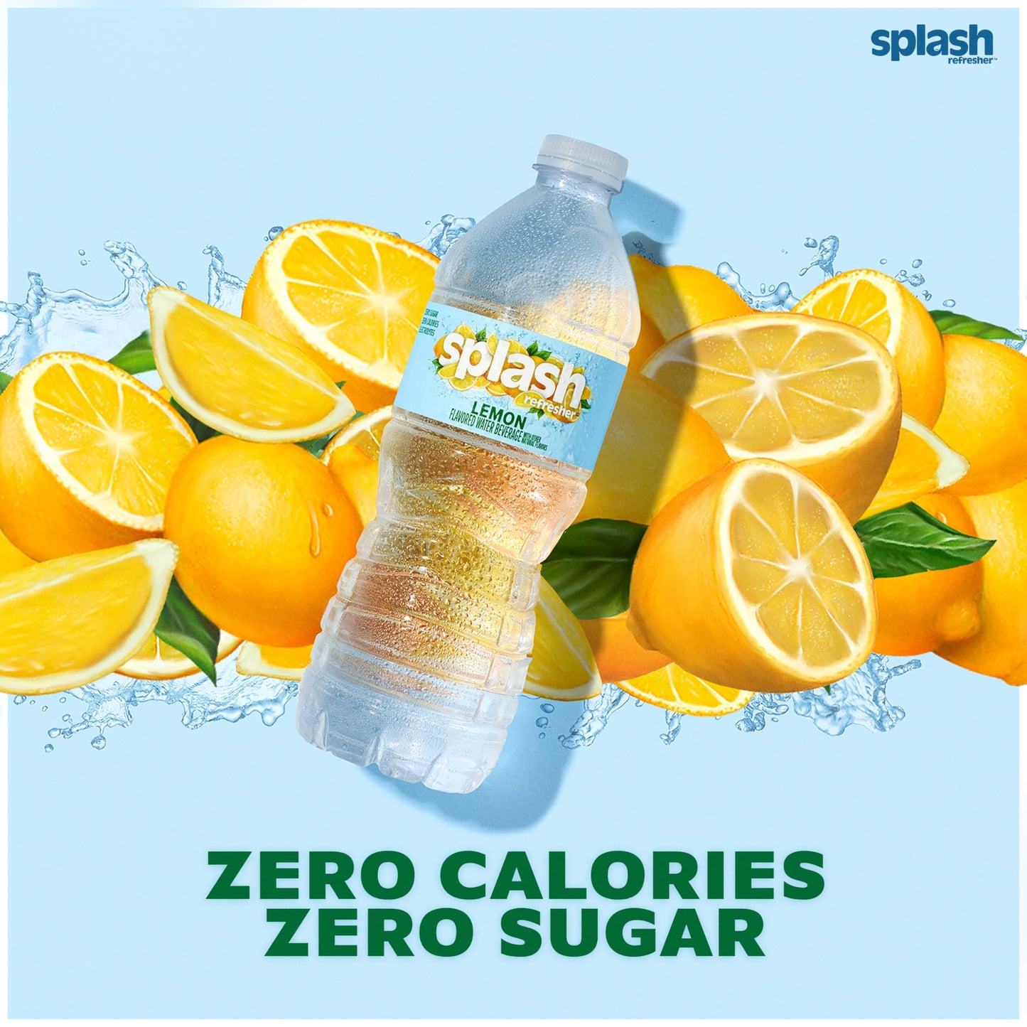 Splash Blast Water, Lemon, 16.9 Fl Oz | Pack of 30 | Plastic Bottle