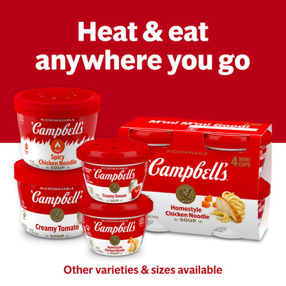Campbell's Homestyle Chicken Noodle Soup, 15.4 Oz Microwavable Bowl (Case of 8)
