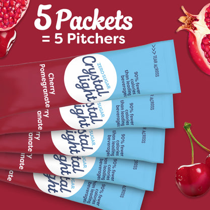 Crystal Light Drink Mix, 5 Pitcher Packets, for Flavorful Hydration and Shareable Refreshment, Cherry Pomegranate, flavored with other natural flavor, Zero Sugar, Low Calorie, 2.2 oz