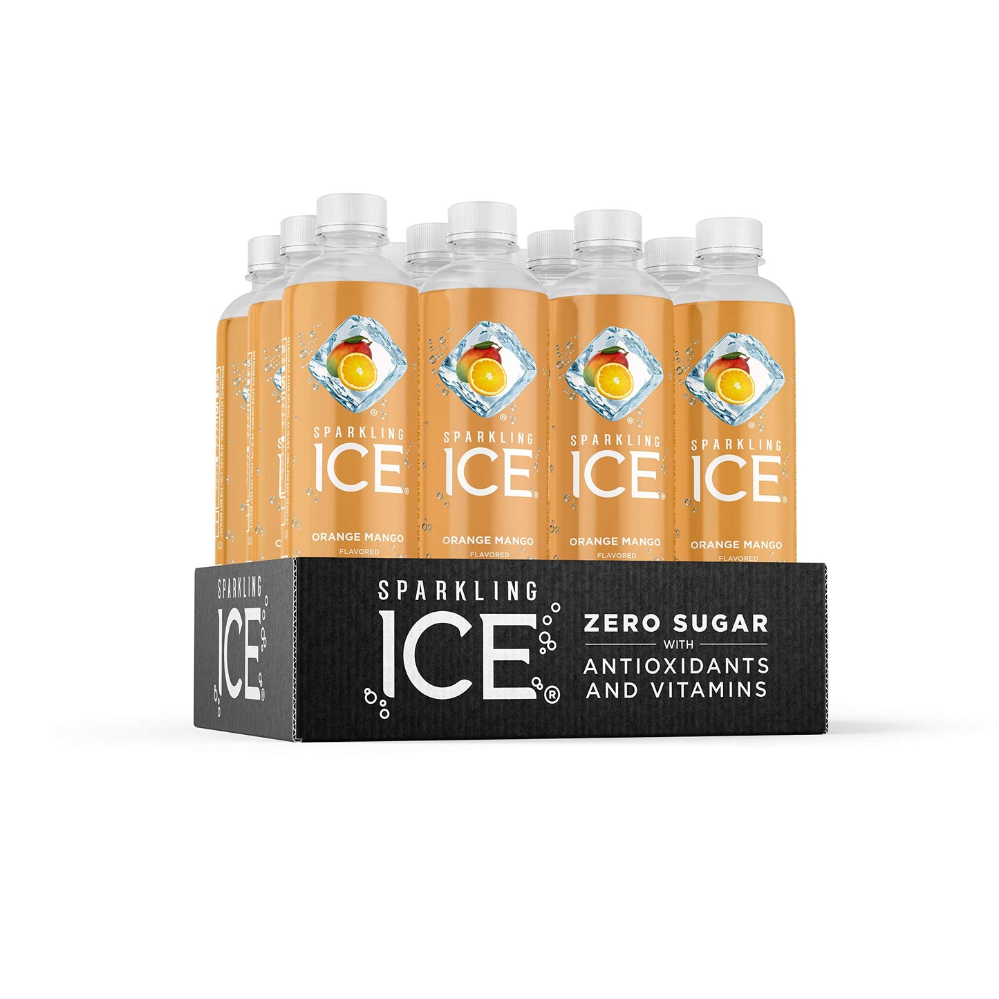 Sparkling Ice +Caffeine Tropical Punch Sparkling Water with Caffeine, Zero Sugar, with Antioxidants and Vitamins, 16 fl oz Cans (Pack of 12) and Sparkling Ice, Orange Mango Sparkling Water, Zero Sugar Flavored Water, with Vitamins and Antioxidants...