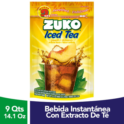 Zuko Peach Tea Powdered Drink Mix Family Pack, No Added Sugar Needed, 14.1 oz (Pack of 6)