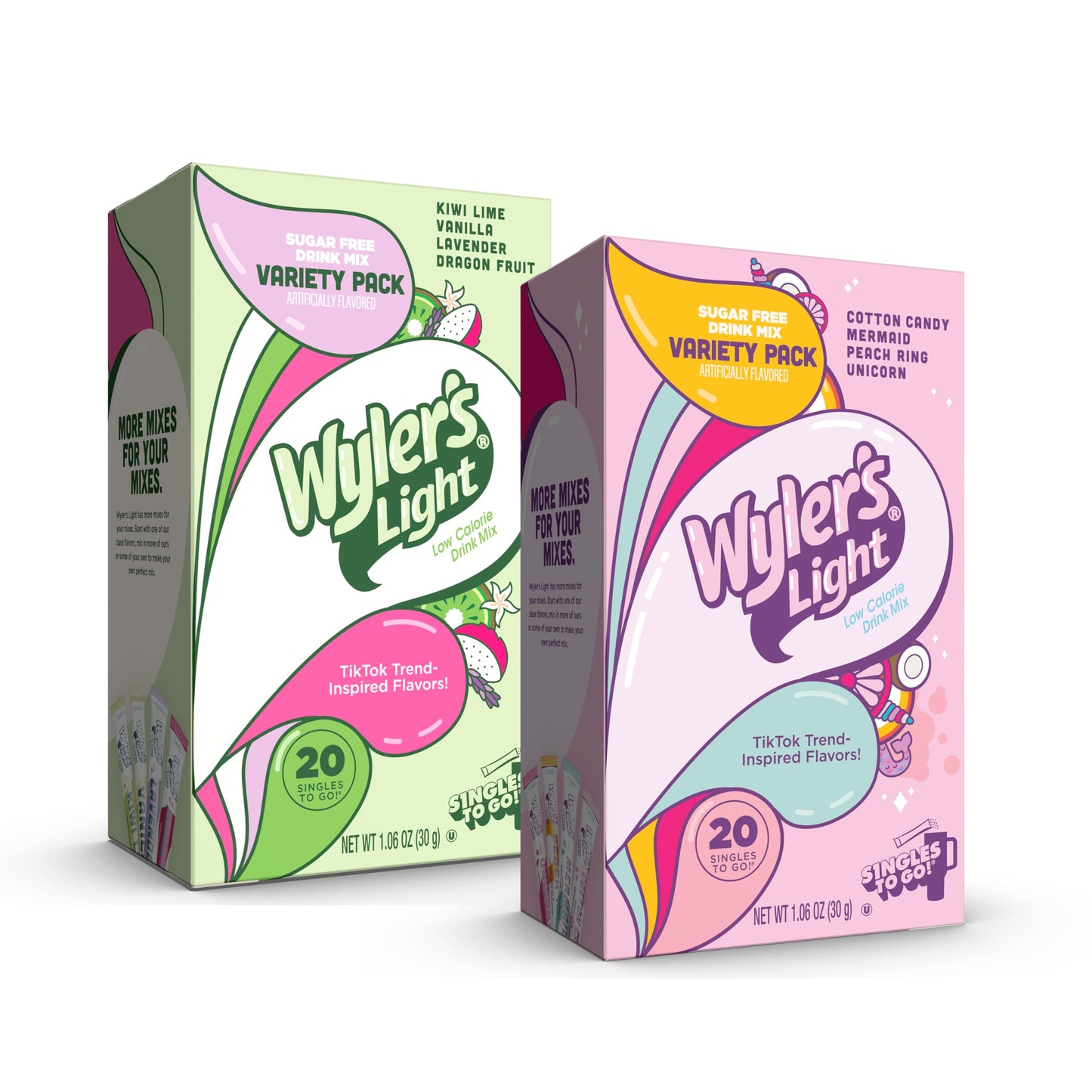 Wyler’s Light Watertok Bundle – V2 Base Flavors & V1 Fun Flavors, 40 Singles to Go – Sugar-Free, Low-Calorie Water Enhancers for Custom Hydration