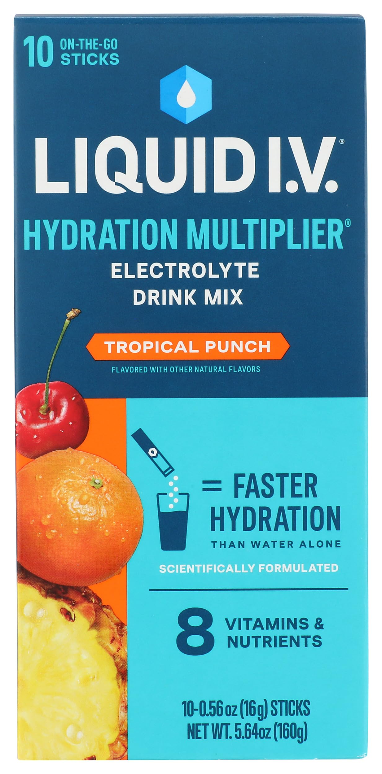 LIQUID IV Tropical Punch Hydration Drink Mix 10 Count, 5.64 OZ