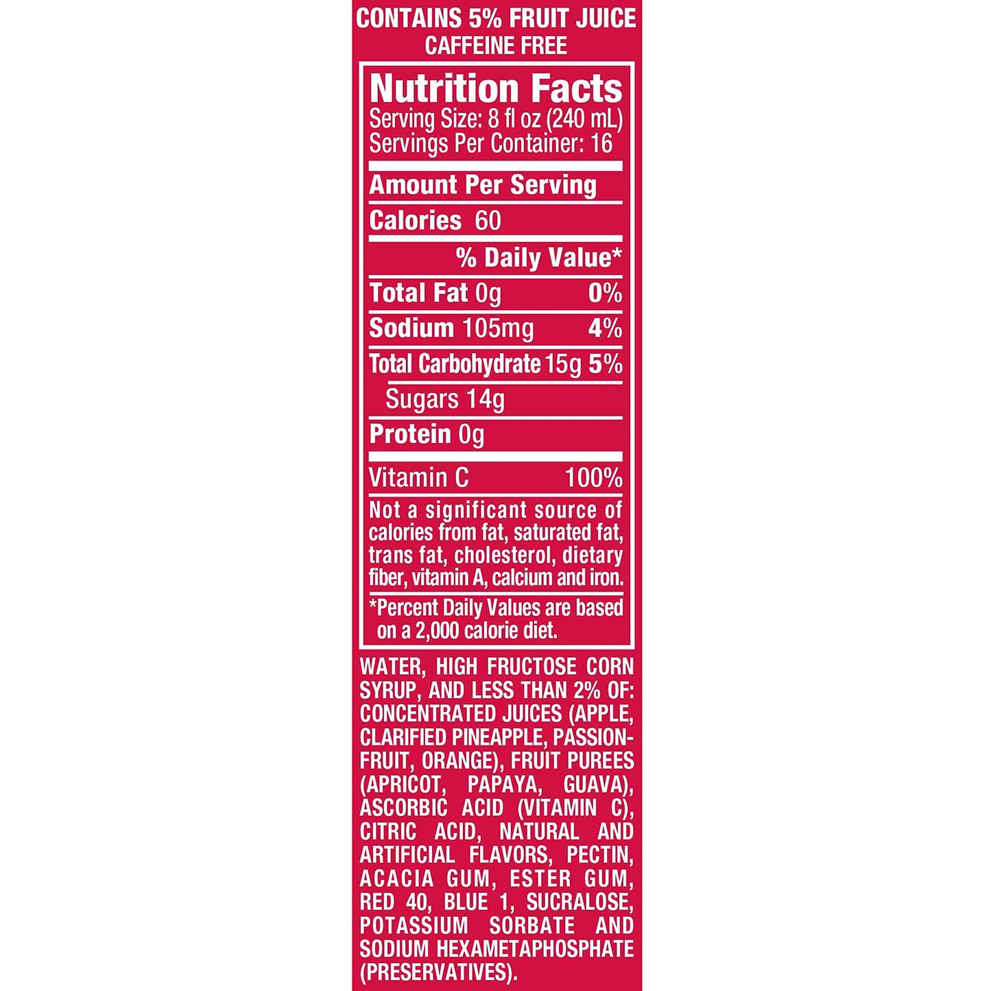 Hawaiian Punch, Fruit Juicy Red, 128 Fl Oz Bottle