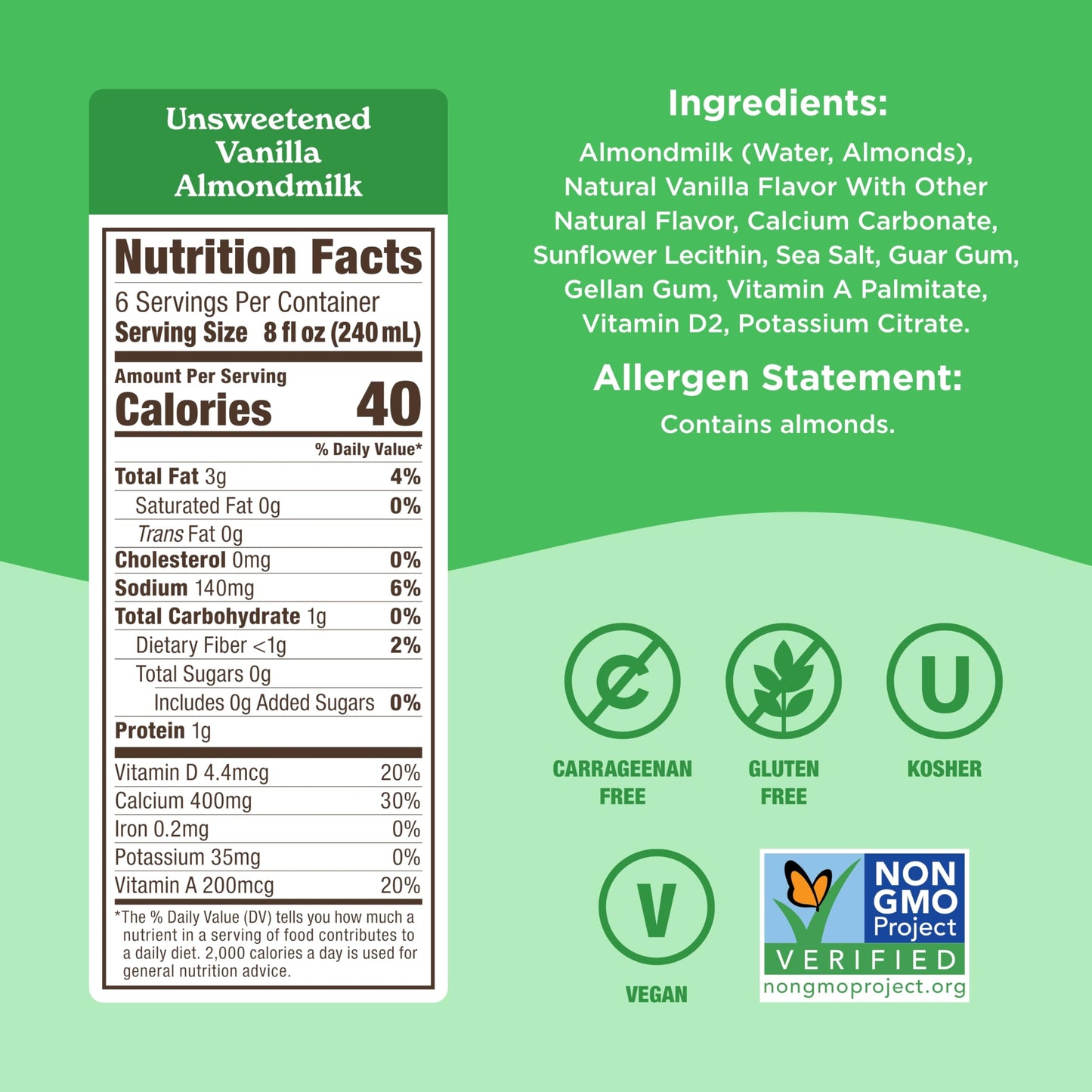 Califia Farms - Unsweetened Vanilla Almond Milk, 48 Oz, Dairy Free, Vegan, Plant Based, Keto, Gluten Free, Non GMO, Sugar Free, High Calcium, Smoothie