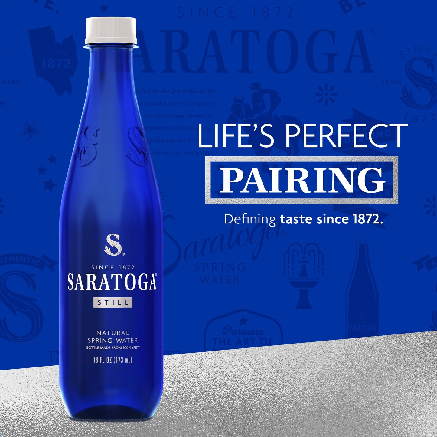 Saratoga Spring Water Bottles, 24 Pack – Still Bottled Water – Recycled PET Plastic Bottles – 16 Fl Oz