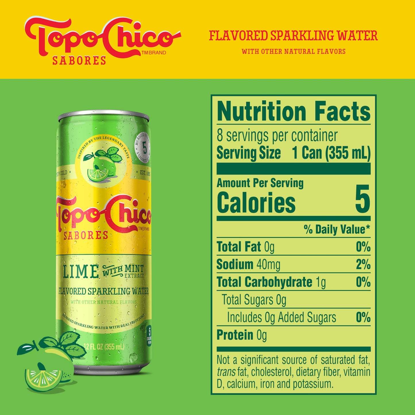 Topo Chico Sabores Lime with Mint Extract 12oz Can