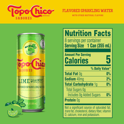 Topo Chico Sabores Lime with Mint Extract 12oz Can