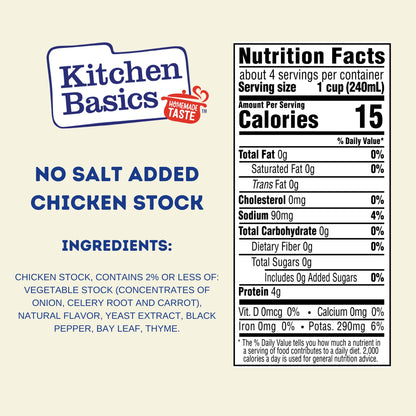 Kitchen Basics Unsalted Chicken Stock, 32 oz. Carton (Pack of 12) Add Delicious Flavor to Chicken Noodle Soup, Broths and Gravy, Perfect for Stocking Up