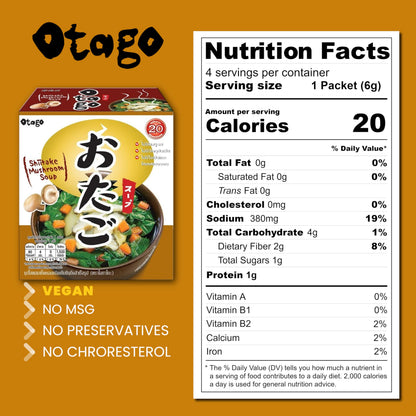 Otago Instant Japanese Mushroom Soup Packets Shiitake and Vegetable Clear Mushroom Soup (Shiitake Mushroom Soup)