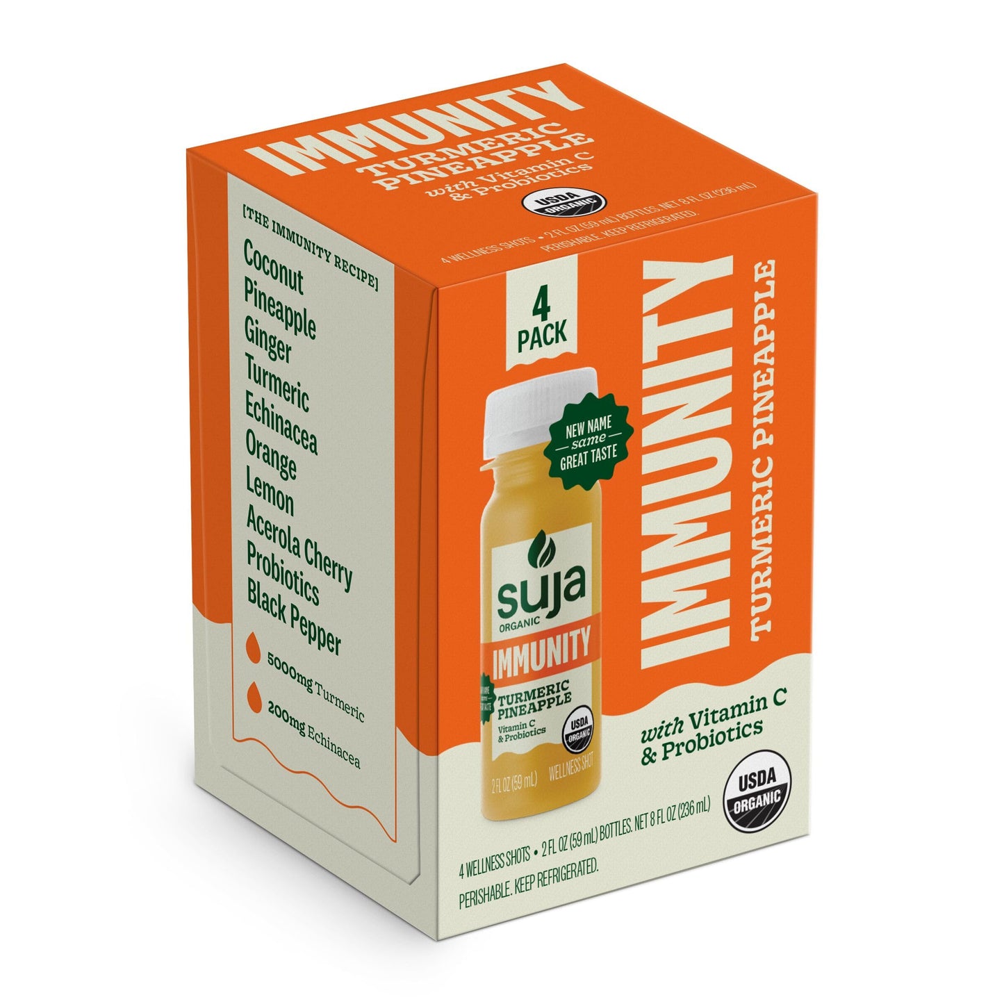 Suja Organic Immunity Defense Shot (2 Fl Oz x 4 Count) with Turmeric and Ginger | Immunity Boost & Support | Functional Shots | Cold-Pressed Juice with Live Probiotics | Plant-Based & Gluten-Free