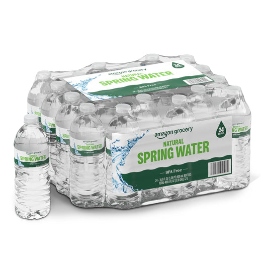Amazon Grocery, Natural Spring Water, 16.9 Fl Oz (Pack of 24)