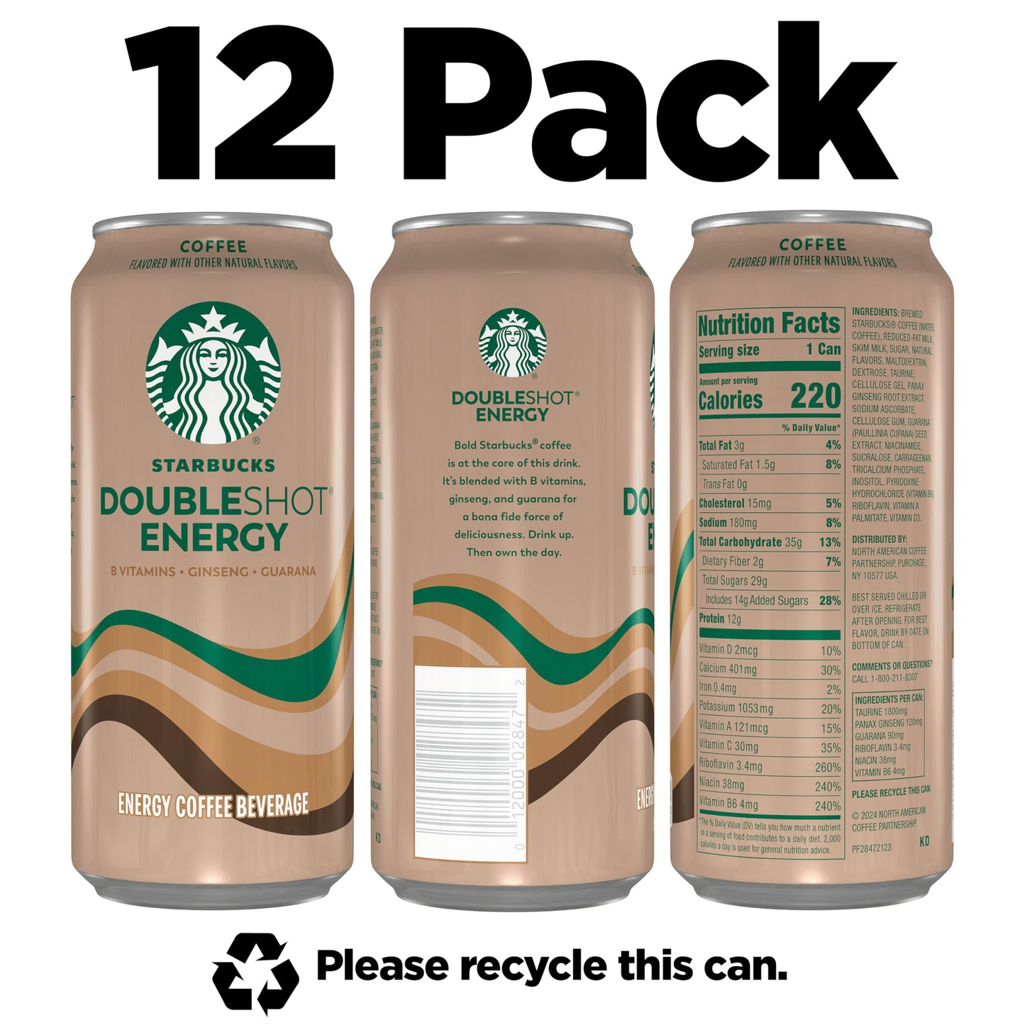Starbucks - RTD Coffee Doubleshot Energy Drink Coffee Beverage,15 fl oz Cans (Packaging May Vary),(Pack of 24)