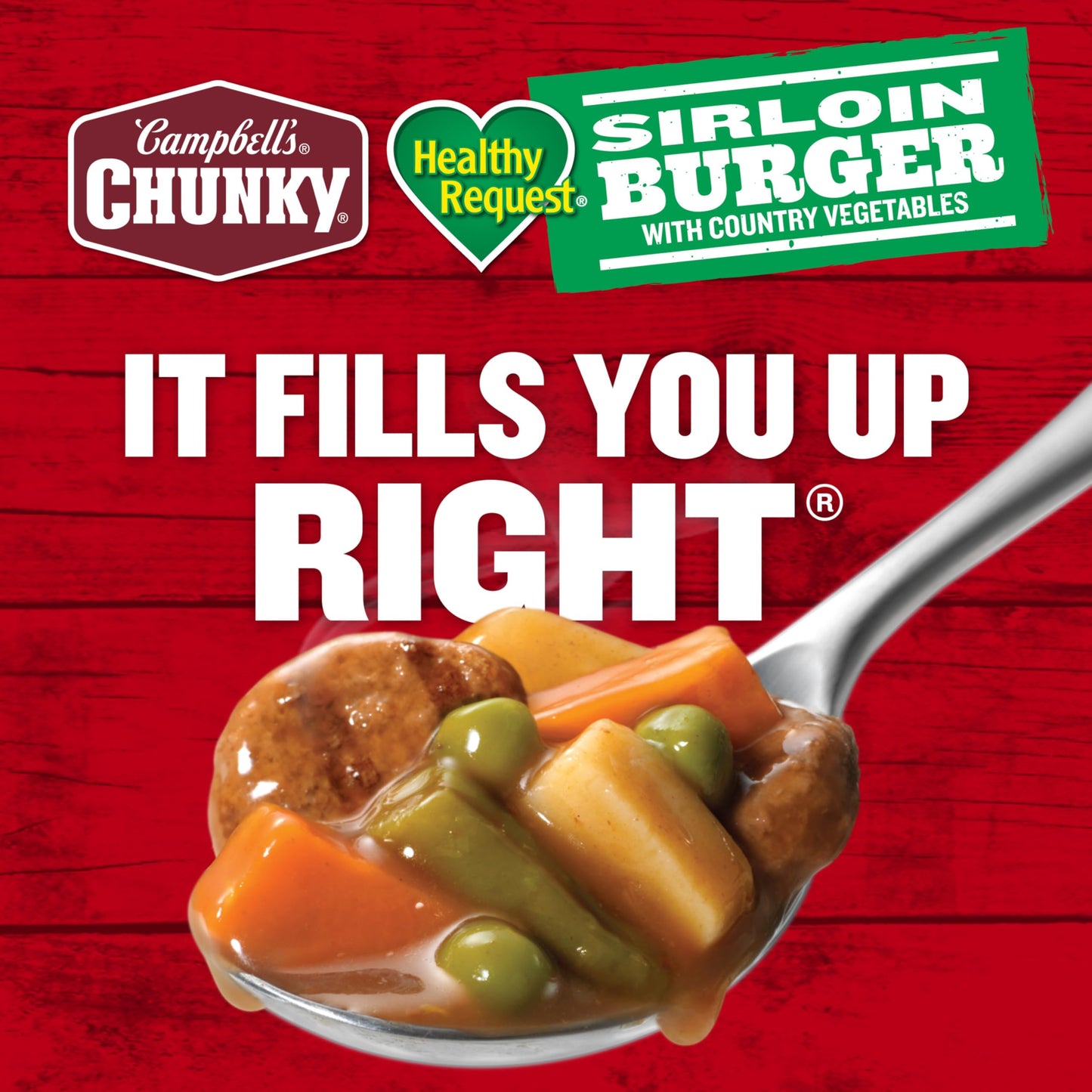Campbell's Chunky Healthy Request Sirloin Burger With Country Vegetables Beef Soup, 18.8 oz Can