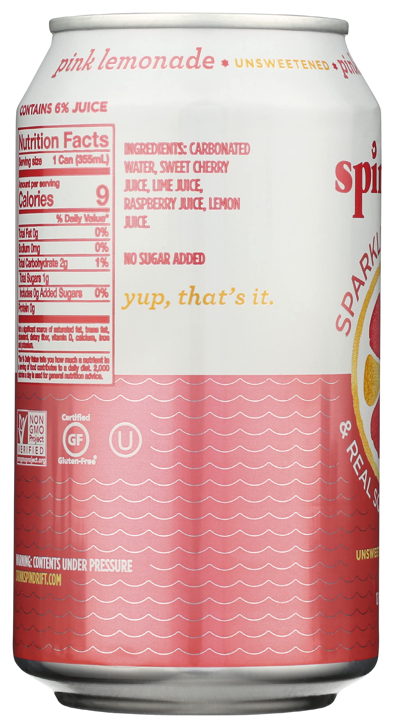 Spindrift Pink Lemondade Sparkling Water Can 12 Ounce (Pack of 1)