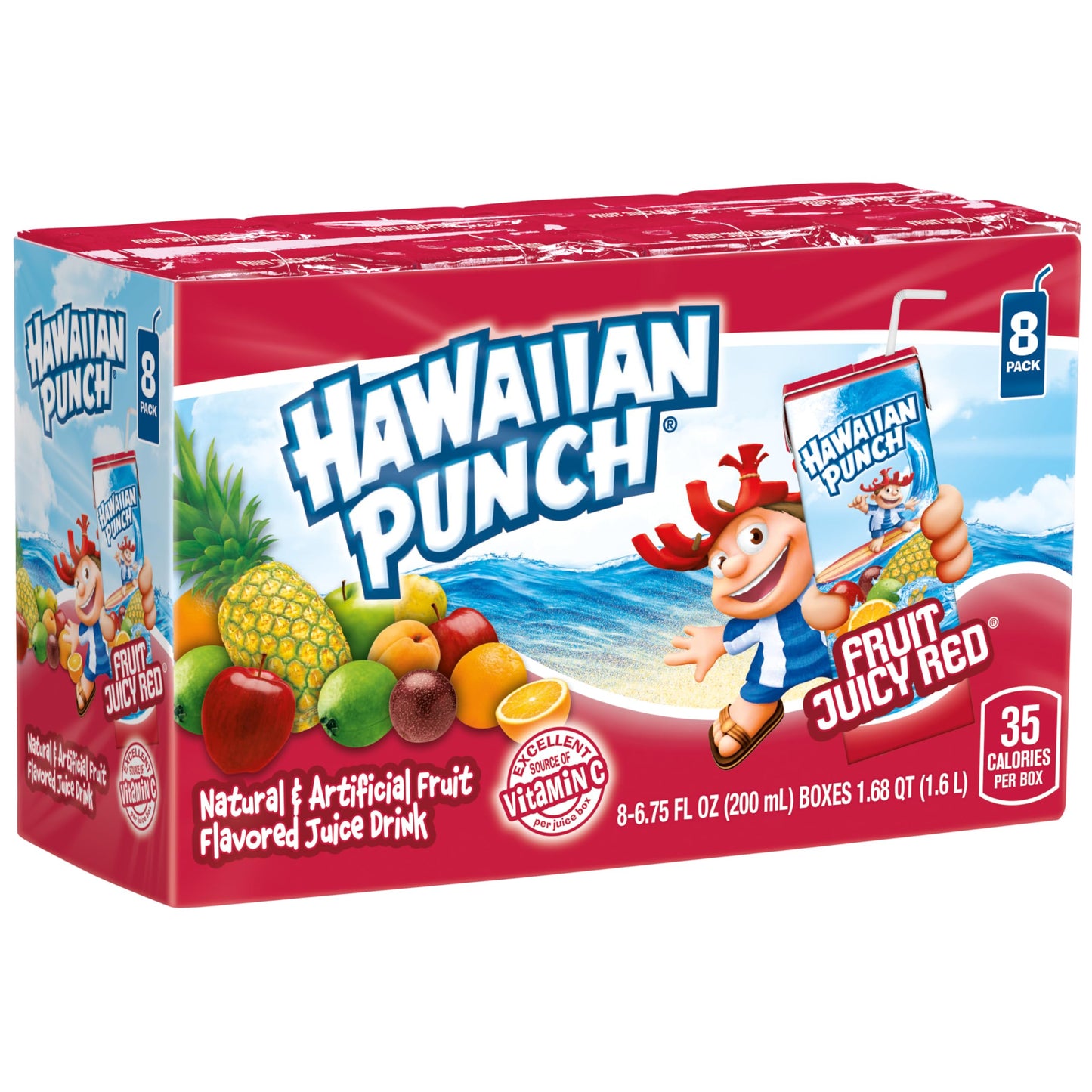 Hawaiian Punch Fruit Juicy Red Juice Drink, 6.75 fl oz boxes, 32 Count (4 Packs of 8), Ready-to-drink, On-the-go, Caffeine-free, Carbonation-free, Gluten-free, Excellent Source of Vitamin C