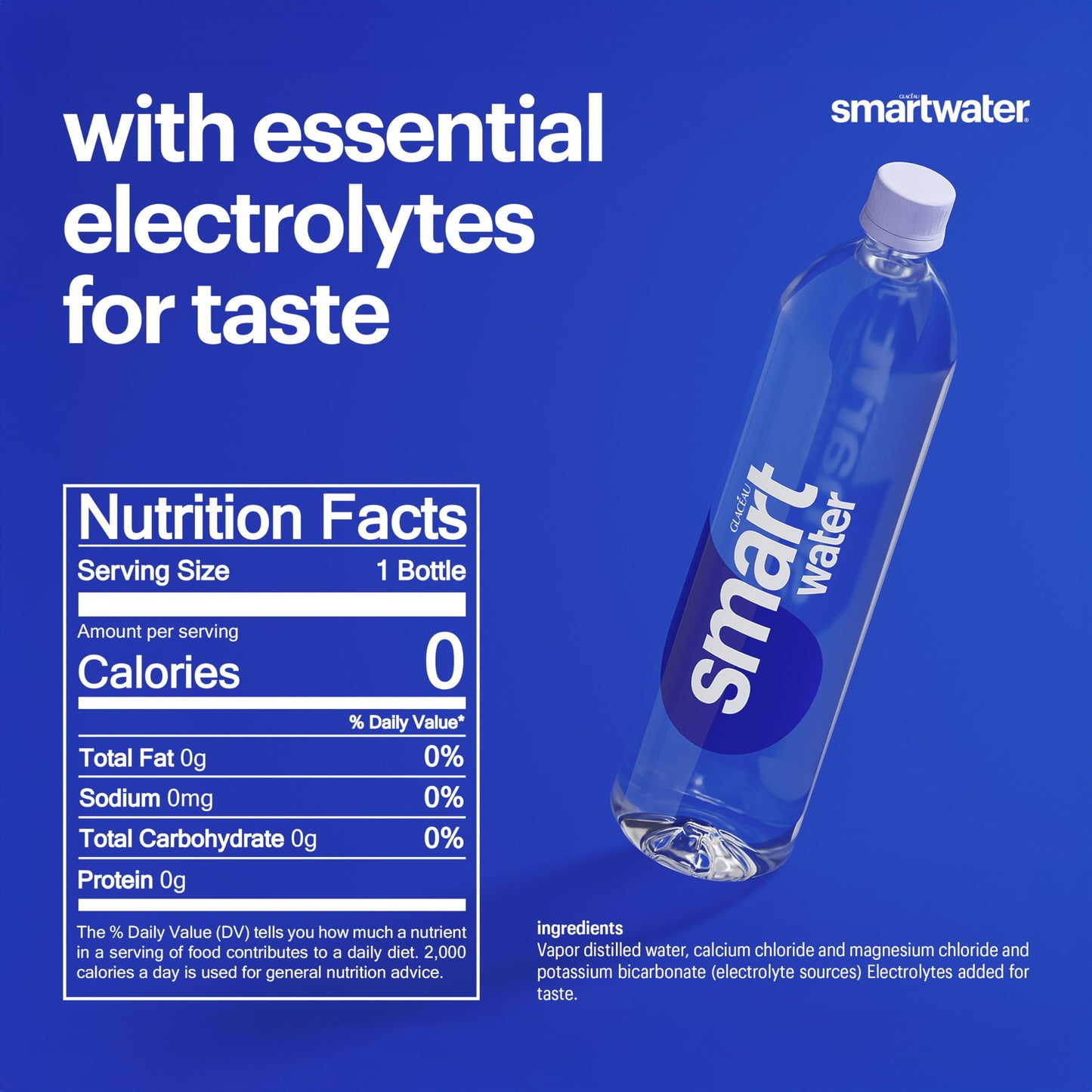 smartwater vapor distilled premium water bottle, 1.5 Liter Bottle