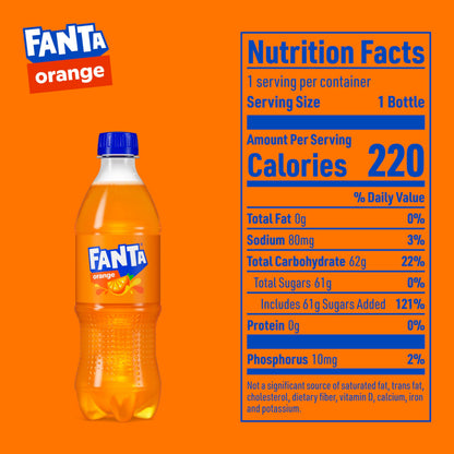 Fanta Orange Soda Soft Drink, 16.9 fl oz Bottles, 6 Pack
