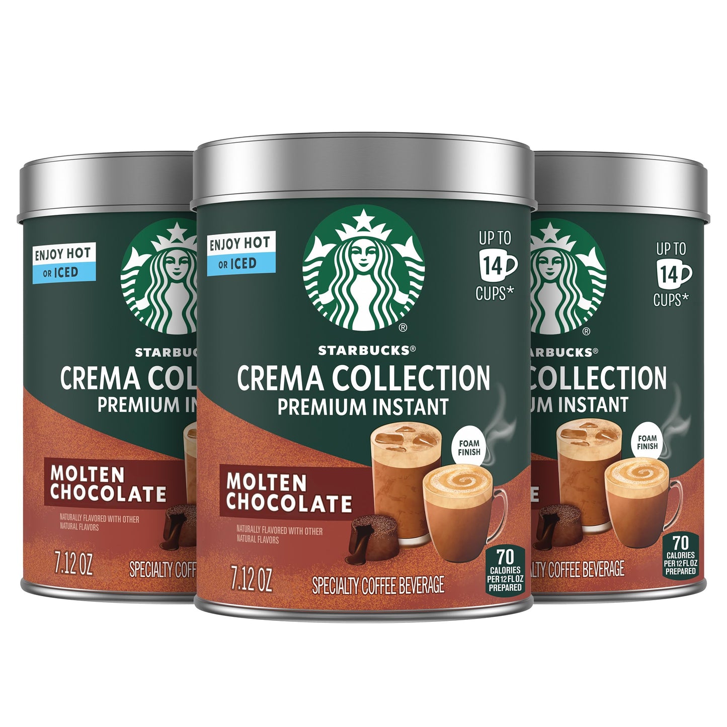 Starbucks Crema Collection Premium Instant Molten Chocolate Flavored Instant Coffee, 100% Arabica Beans, 3 Tins (7.12 Oz Each) 1.34 lb.