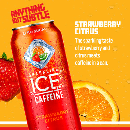 Sparkling Ice +Caffeine Strawberry Citrus Sparkling Water (Pack Of 12) and Sparkling Ice, Strawberry Lemonade Sparkling Water (Pack of 12)