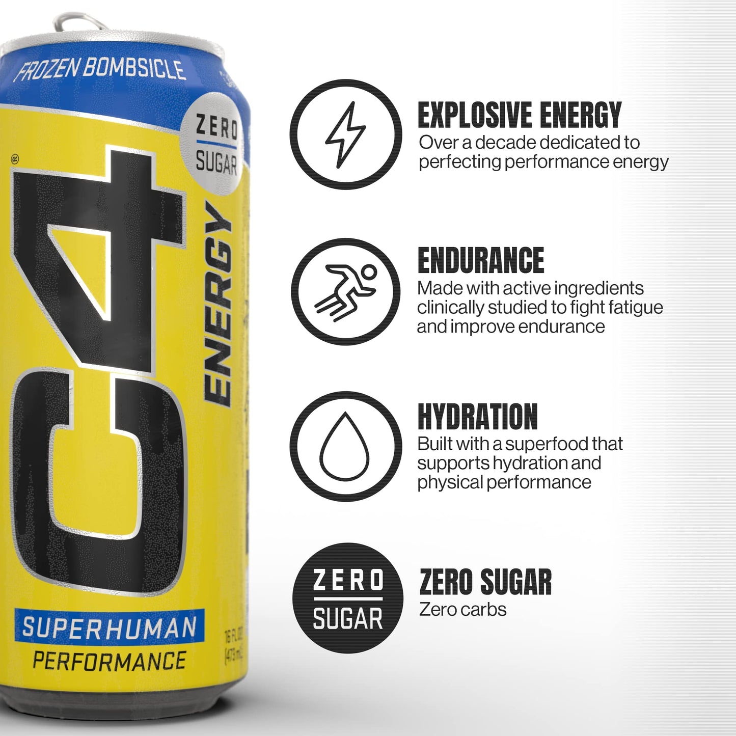 C4 Energy & Smart Energy Drinks Variety Pack, Sugar Free Pre Workout Performance Drink & C4 Energy Drink 16oz (Pack of 12) - Frozen Bombsicle - Sugar Free Pre Workout Performance Drink