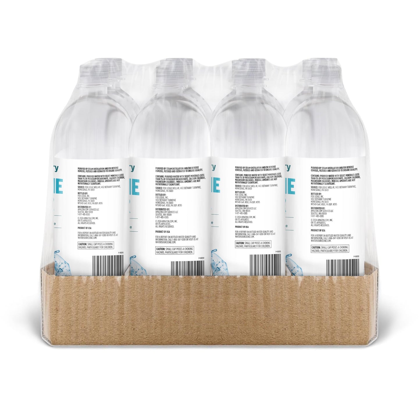 Amazon Grocery, Alkaline Water, 8.5 pH Purified Water with Electrolytes, 33.8 Fl Oz, 1L, Pack of 12