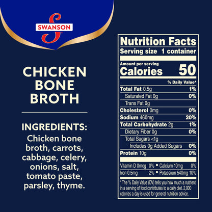 Swanson Sipping Chicken Bone Broth, 10.75 oz Microwavable Cup (8 Pack)
