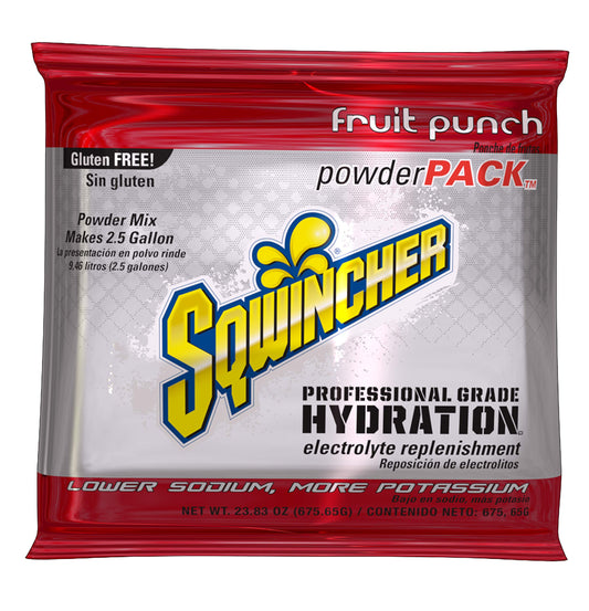 Sqwincher 23.83 Ounce Fruit Punch Flavor Powder Pack Powder Concentrate Package Electrolyte Drink(pack of 32)