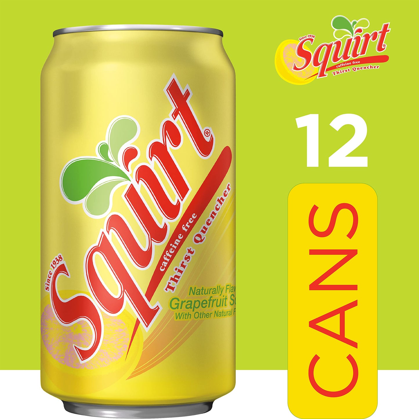 Squirt Soda, Grapefruit, 12 Fl Oz Cans, 12 Pack