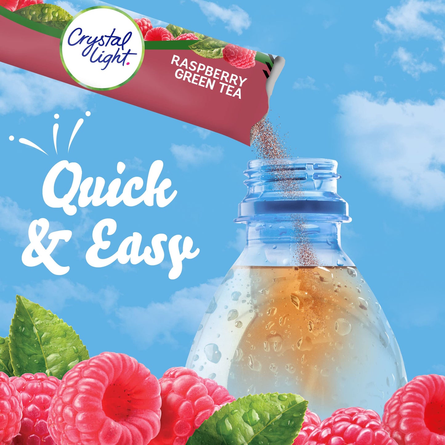 Crystal Light Raspberry Green Tea Naturally Flavored Powdered Drink Mix, 120 ct Pack, 12 Boxes of 10 On-the-Go-Packets