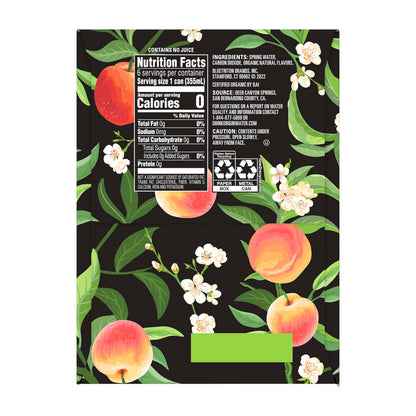 ORIGIN Organic & Non-GMO Peach Flavor Sparkling Water, 12 Fl Oz, Recyclable Aluminum Cans (6 Count) (Pack of 2)