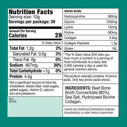 ABBCo Beef Broth Concentrate with Collagen, Rich Savoury Cooking Base for Soups, Gravies & Sauces, Just Add Hot Water, Halal, 13.26Floz