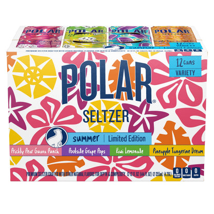 Polar Seltzer Limited Edition Sparkling Water, Summer Variety Pack, 12 fl oz cans, 12 pack