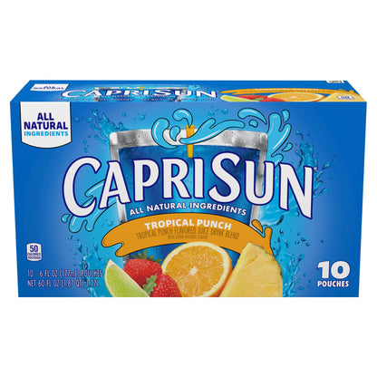 Capri Sun Tropical Punch Naturally Flavored Juice Drink Blend, 40 ct Pack, 4 Boxes of 10 Pouches