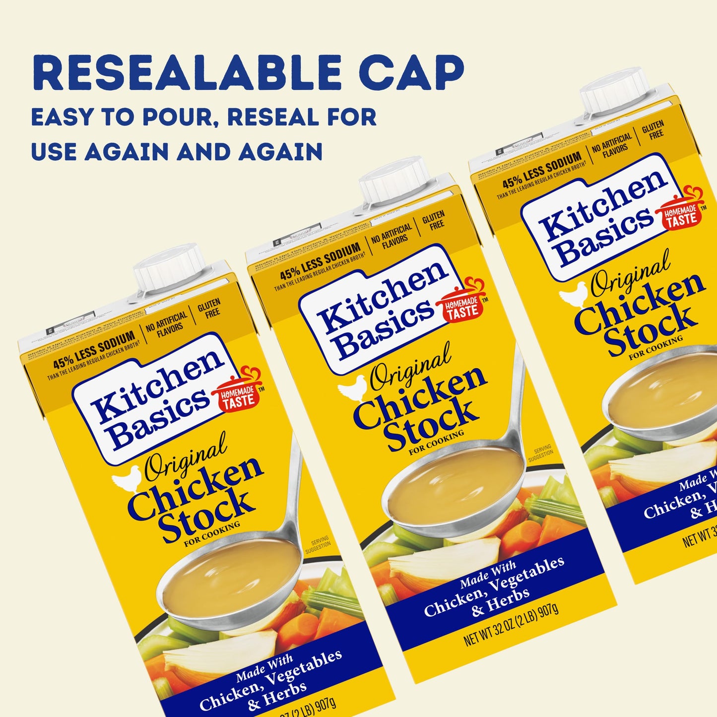 Kitchen Basics Chicken Stock - 32 oz. Carton (Pack of 12) Add Delicious Flavor to Chicken Noodle Soup, Broths and Gravy, Perfect for Stocking Up