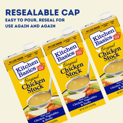 Kitchen Basics Chicken Stock - 32 oz. Carton (Pack of 12) Add Delicious Flavor to Chicken Noodle Soup, Broths and Gravy, Perfect for Stocking Up