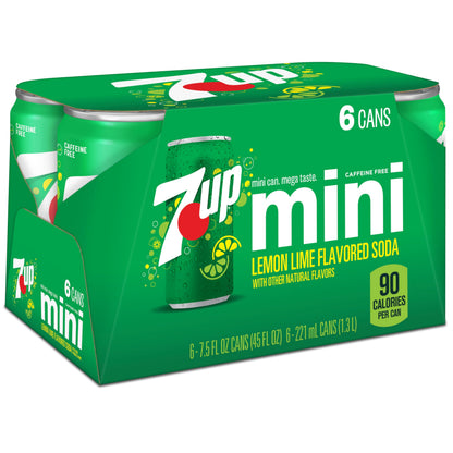 7UP Lemon Lime Soda, 7.5 Fl Oz Cans, 6 Pack
