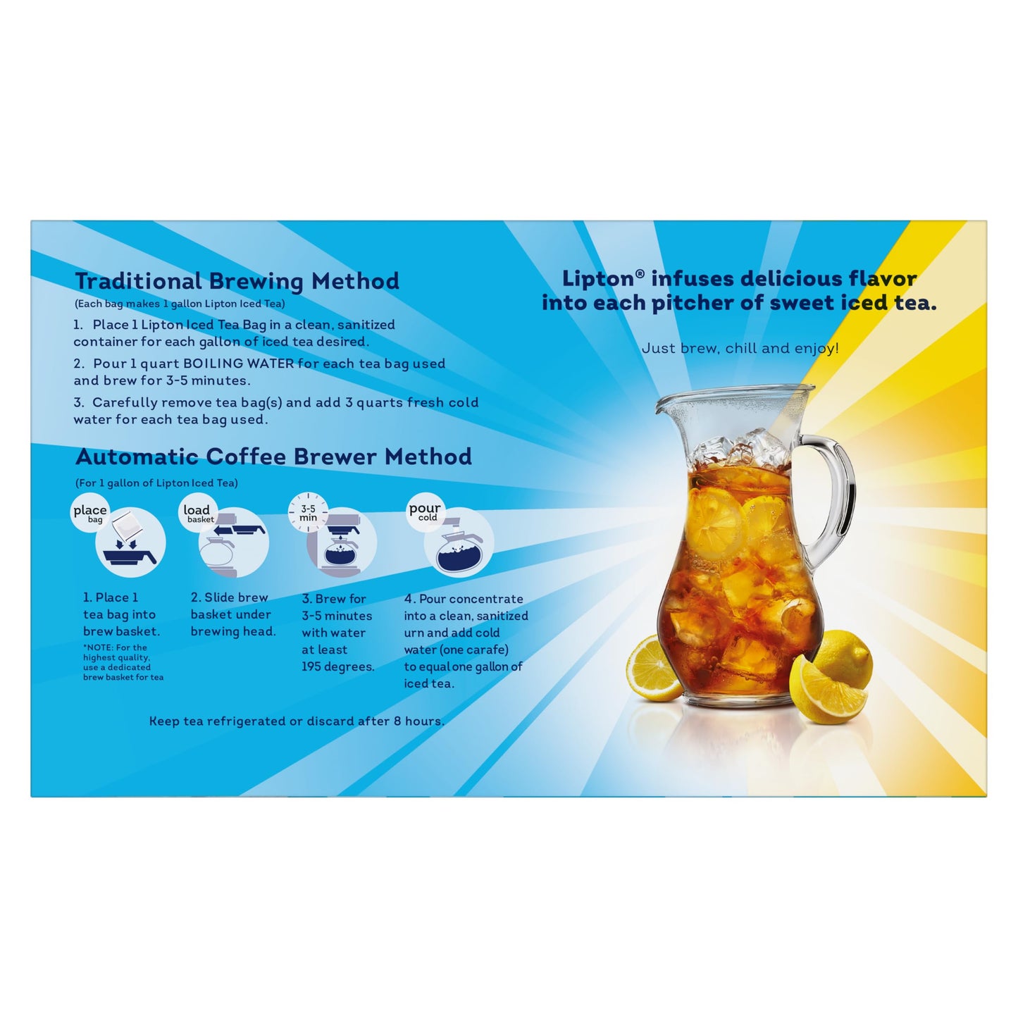 Lipton Southern Sweet Black Tea Bags Gallon Size 22-Count Zero Calories Rainforest Alliance Certified Iced Tea for Hot Brew Cold Drink Family Size Bulk Tea Beverage