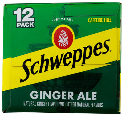 Schweppes Ginger Ale Soda, 12 fl oz cans, 12 pack