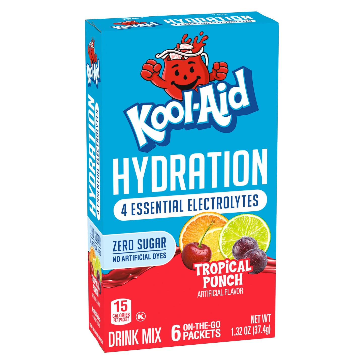 Kool-Aid Hydration Tropical Punch Artificially Flavored Drink Mix, 6 ct On-the-Go-Packets, 1.32 oz Box