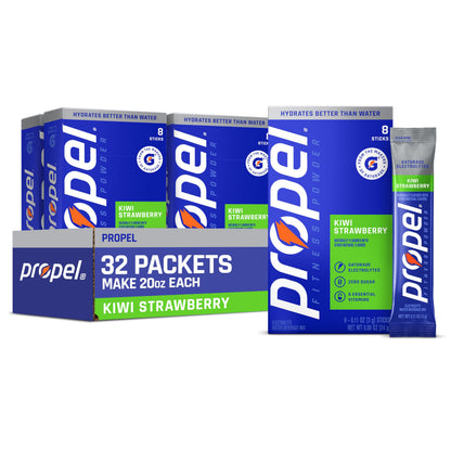 Propel Electrolyte Powder Drink Mix, Kiwi Strawberry, (32 Servings), Zero Sugar, Enhanced Water Beverage, Gatorade Electrolytes, Vitamins, No Added Colors, No Artificial Flavors, Hydration