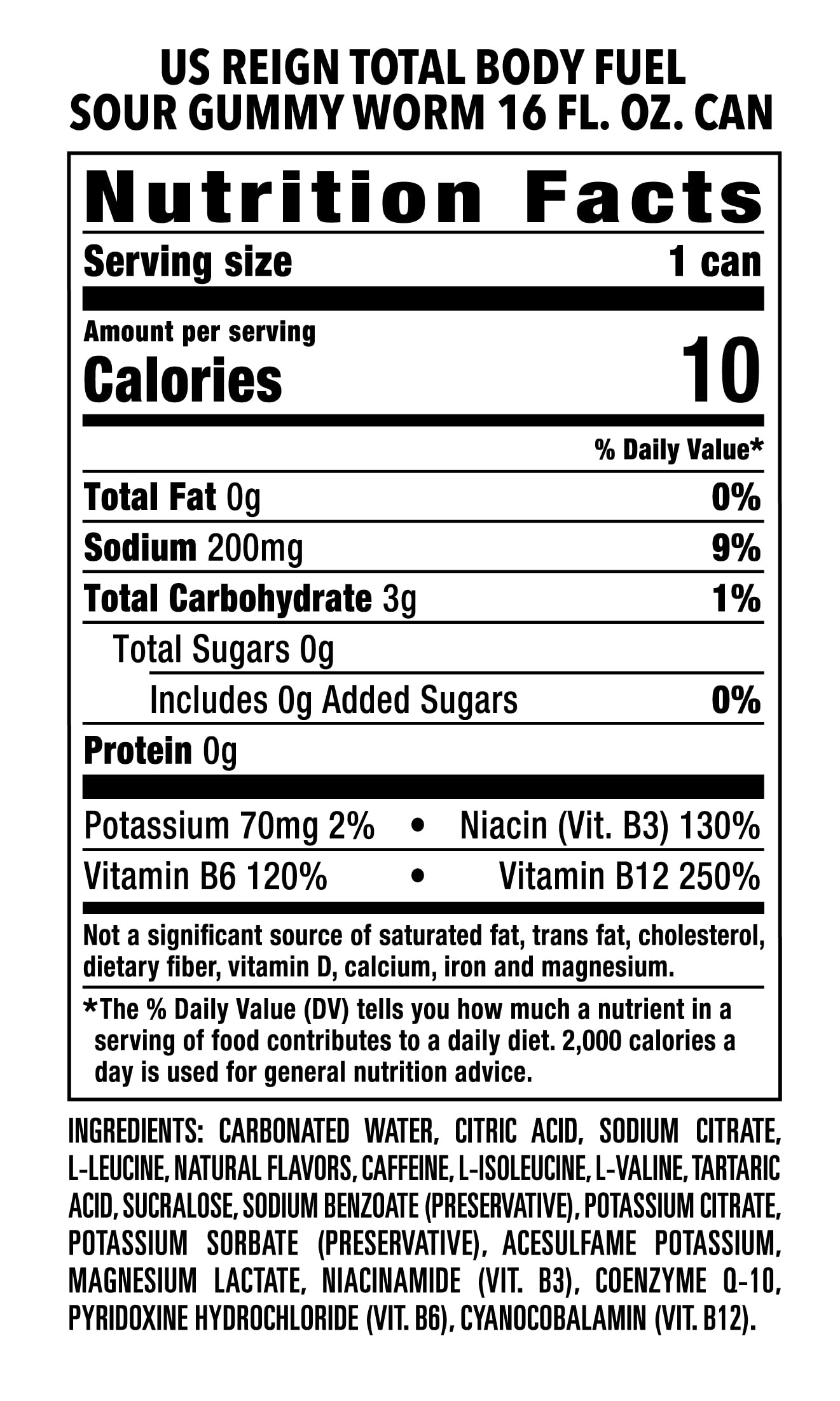 Reign Total Body Fuel, Sour Gummy Worm, Fitness & Performance Drink, 16 Fl Oz (Pack of 1)