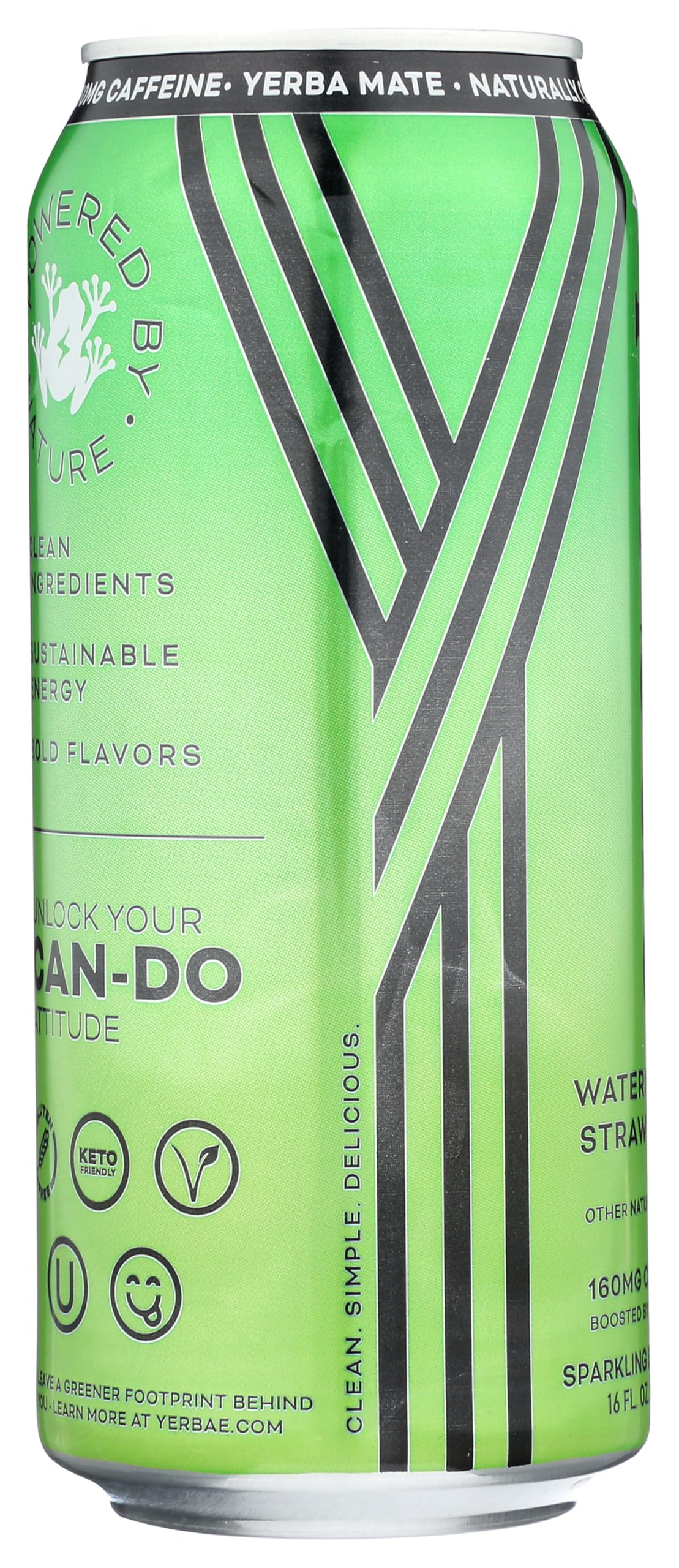 Yerbae Sparkling Water with Yerba Mate Tea - Watermelon Strawberry, 16 ounce (Pack of 12)