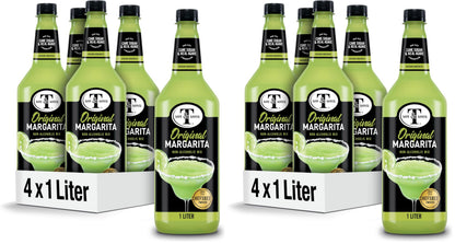 Mr & Mrs T Margarita Mix, 1 L bottle (Pack of 8), Tangy Lime Blend Flavored Cocktail Mixer, Made with Cane Sugar, Perfect for Traditional Margarita and Mocktail Drinks
