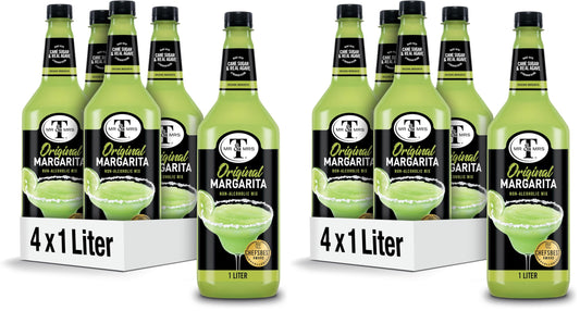 Mr & Mrs T Margarita Mix, 1 L bottle (Pack of 8), Tangy Lime Blend Flavored Cocktail Mixer, Made with Cane Sugar, Perfect for Traditional Margarita and Mocktail Drinks